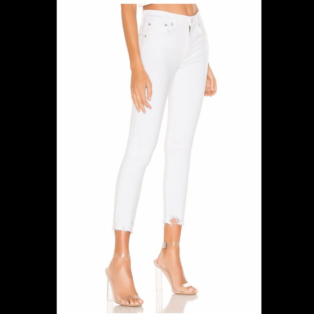 Agolde Sophie High Rise Skinny Crop Sanction White Jeans in size 27